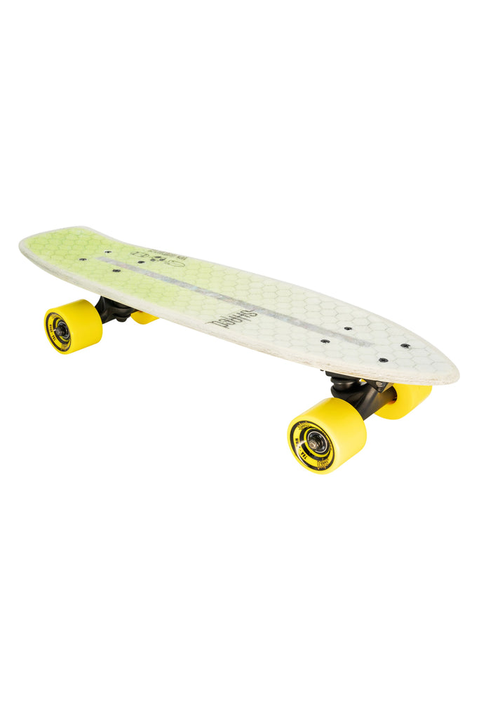 SHRED Skateboard Mini Cruiser - The Sprat (24") - Color Fade Lime Green - Small Skateboard made from recycled Surfboards material waste.