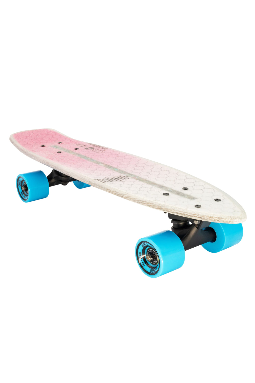 SHRED Skateboard Mini Cruiser - The Sprat (24") - Color Fade Pink - Small Skateboard made from recycled Surfboards material waste.