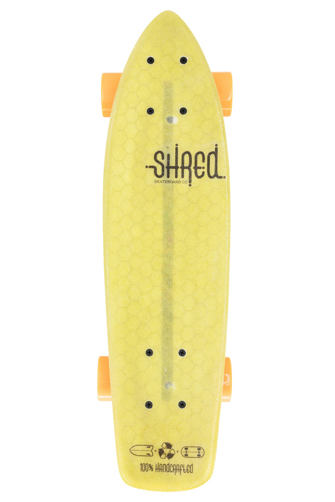 SHRED Skateboard Mini Cruiser - The Sprat (24") - Color Fade Army Green - Small Skateboard made from recycled Surfboards material waste.