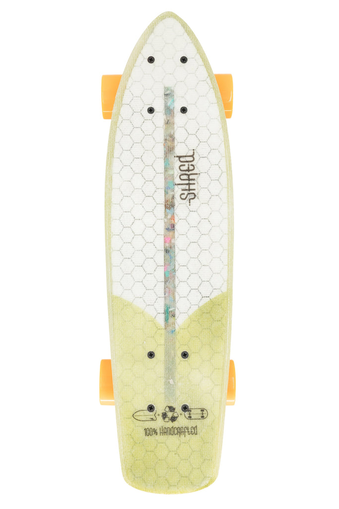 SHRED Skateboard Mini Cruiser - The Sprat (24") - Resin Tint Army Green - Small Skateboard made from recycled Surfboards material waste.