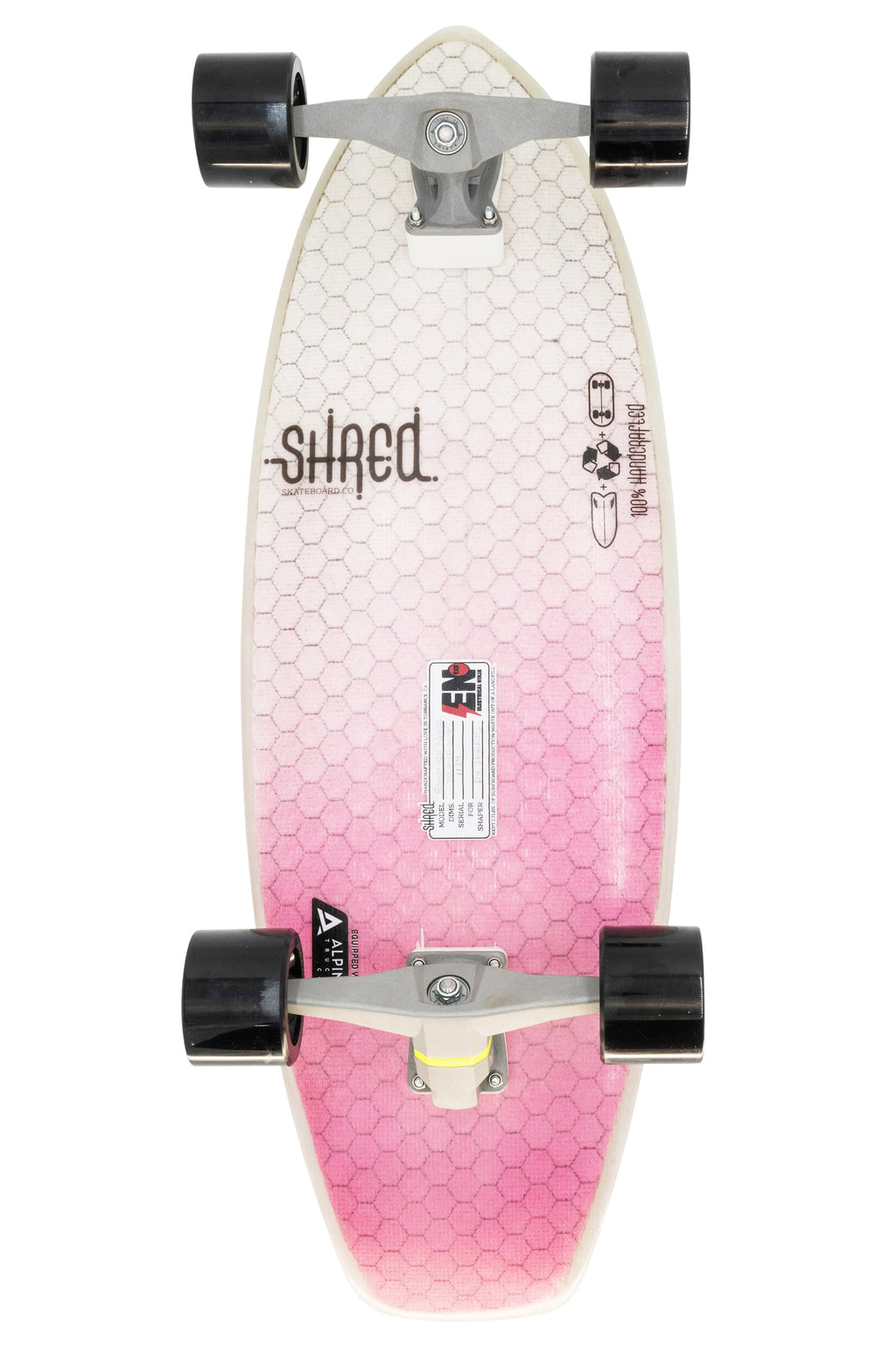 Shred Skateboard Surfskate - Electrical Ninja (30”) - Color Fade Hot Pink
