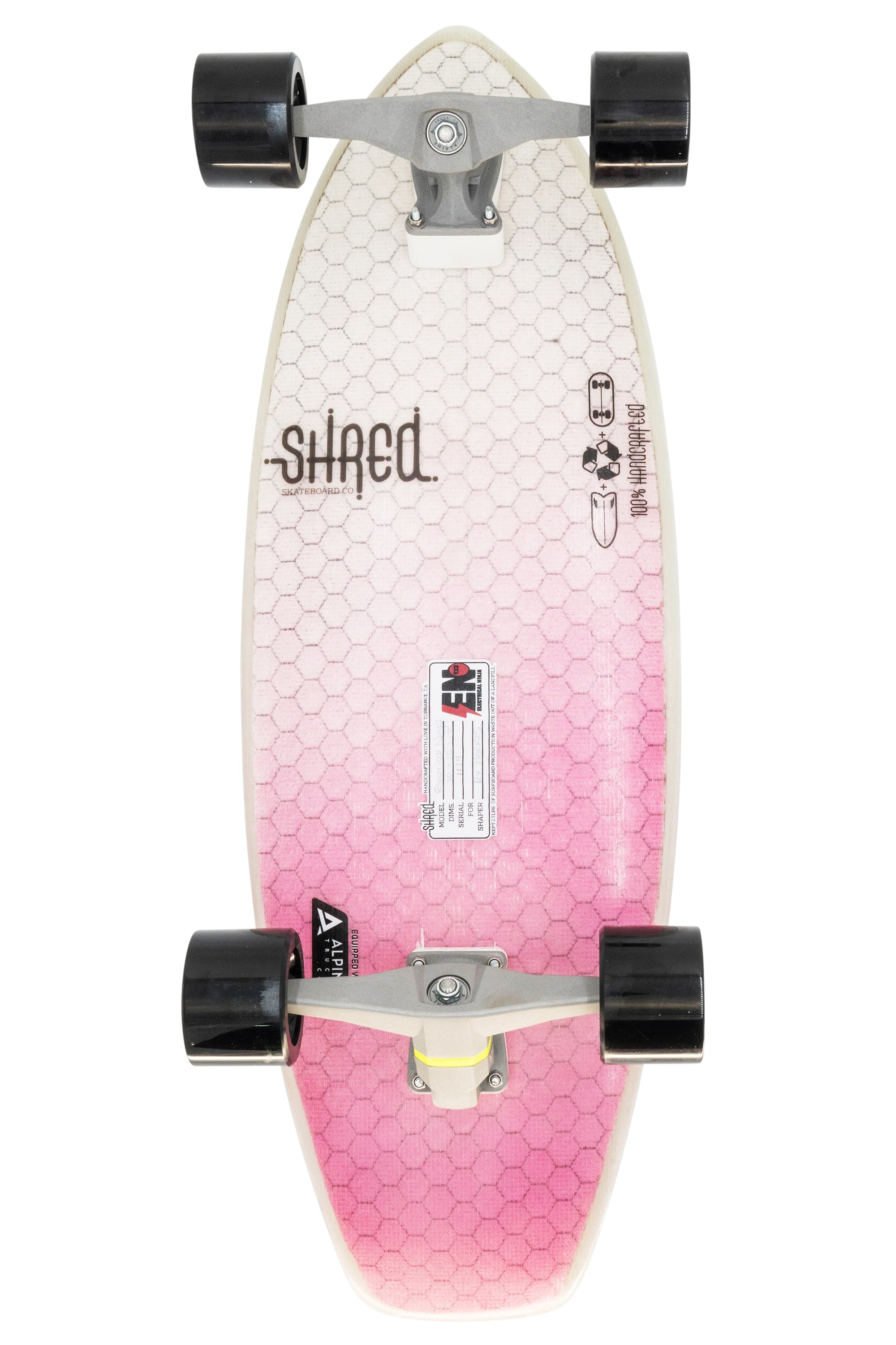 Shred Skateboard Surfskate - Electrical Ninja (30”) - Color Fade Hot Pink