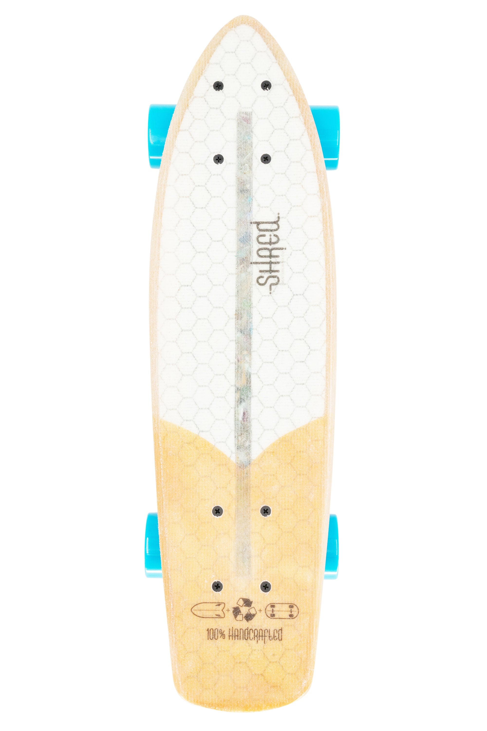 SHRED Skateboard Mini Cruiser - The Sprat (24") - Resin Tint Light Orange - Small Skateboard made from recycled Surfboards material waste.