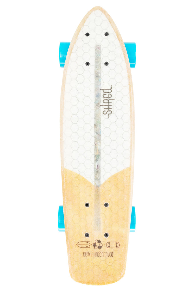 SHRED Skateboard Mini Cruiser - The Sprat (24") - Resin Tint Light Orange - Small Skateboard made from recycled Surfboards material waste.